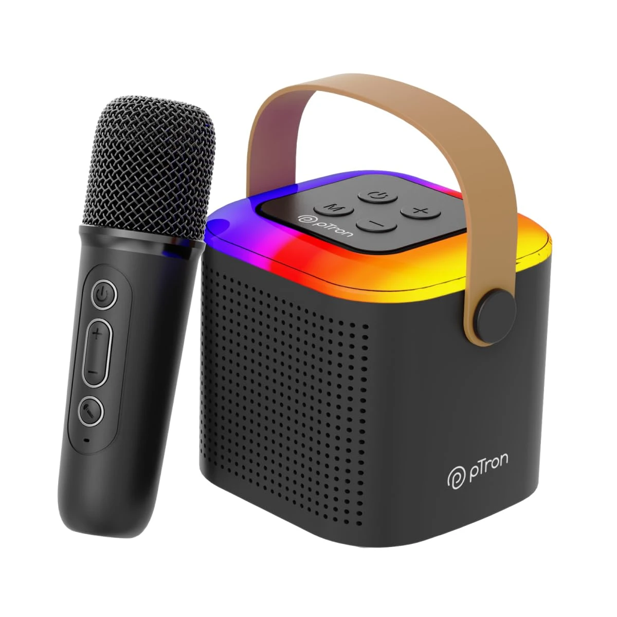 pTron Fusion Tunes 10W Mini Bluetooth Speaker | Karaoke Mic, RGB Lights & 8H Playtime