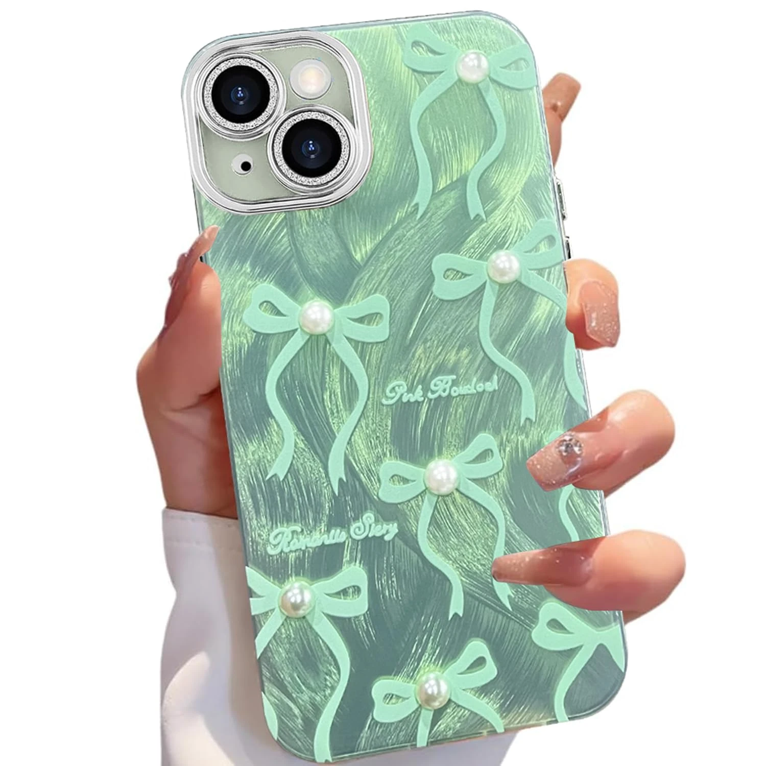 VONZEE Clear Camera Kickstand Case iPhone 15 | Bow Green
