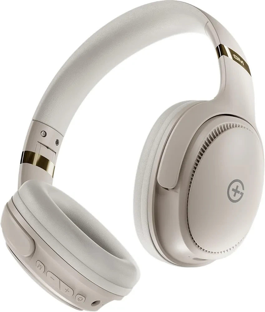 GM G+ Wireless Over-Ear Headphones with Mic, Bluetooth 5.3, Pure Bass, 45ms Low Latency, Dual Pairing, 4 Play Modes, 55H Playtime (White)