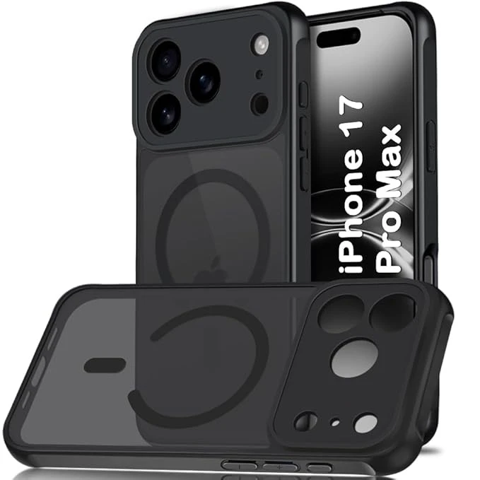 TheGiftKart Hybrid Matte Frosted Translucent Back Cover Case for iPhone 17 Pro Max Compatible with MagSafe | ShockProof Design | Camera Protection Module | Hard Back Cover Case (PC & TPU, Frost Black)