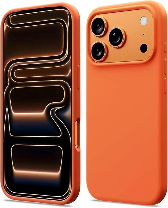 DIZORO Compatible for (iPhone 17 Pro Max Case) Slim Liquid Silicone Case 3 Layers Full Covered Soft Gel Rubber Phone Case Protective Cover - Cosmic Orange