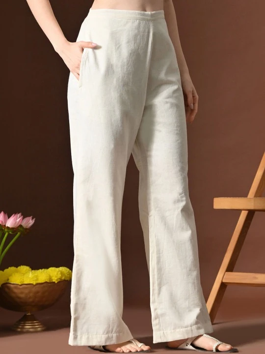 SANGAKURTI Women High-Rise Loose Fit Trousers | Comfortable Office & Casual Pants | Modern Everyday Style